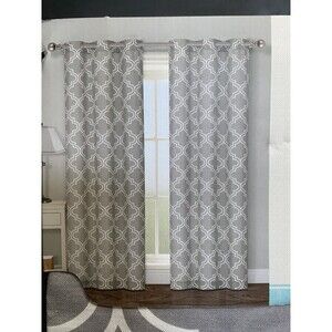 Set of 2 Window Panels 38" x 84" Gray White Russet Home Textile Grommet Top New